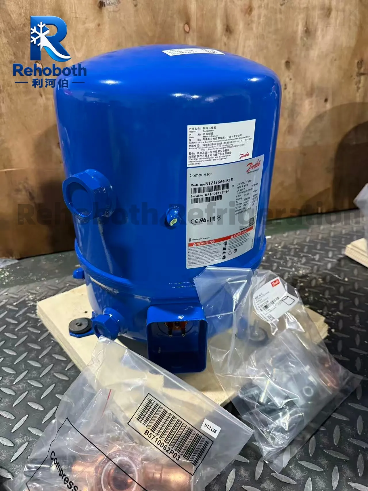 Danfoss NTZ136A4LR1B Original 5HP Low-Temperature Reciprocating Compressor. Ready to ship!