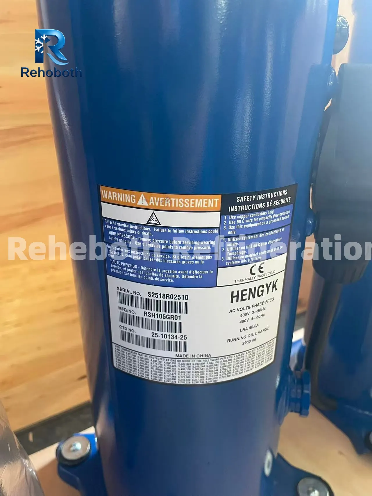 Carrier RSH105GR01 Genuine 10HP Scroll Compressor for Reefer Containers.